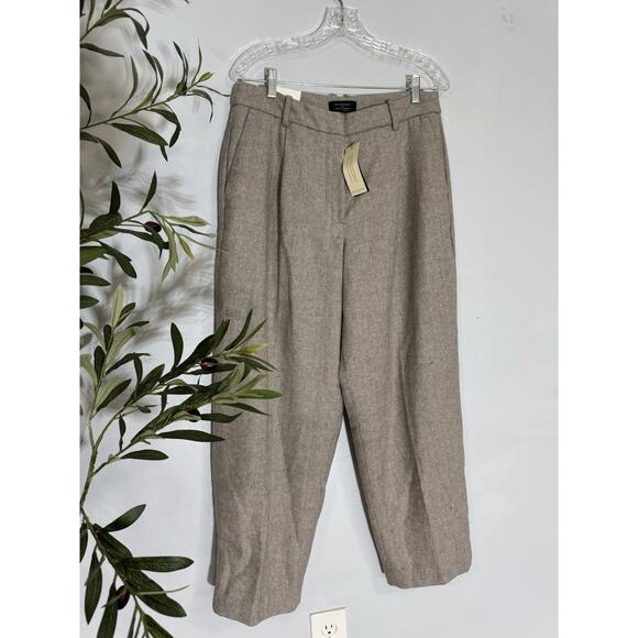 Banana Rep. Women Straight Wool-Blend Herringbone Trouser Puddle Pant 10 Preppy - Picture 1 of 8